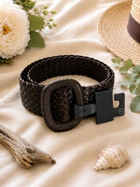 NWT Universal Thread Brown Woven Braided Belt Large L Boho Western